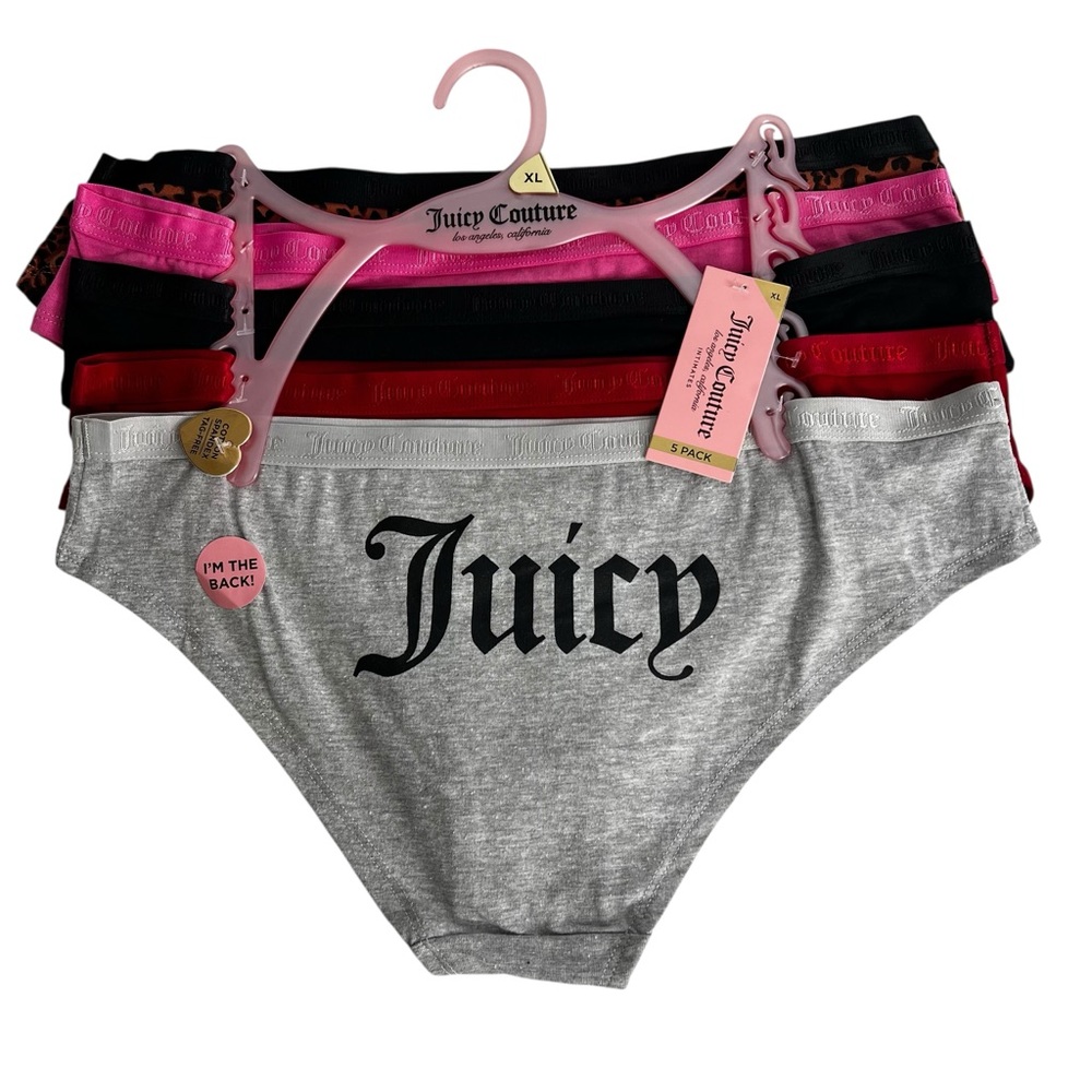 Juicy Couture Women’s Panties Sz XL Lot/5 Hipsters/Bikinis Multi Colors Tagless